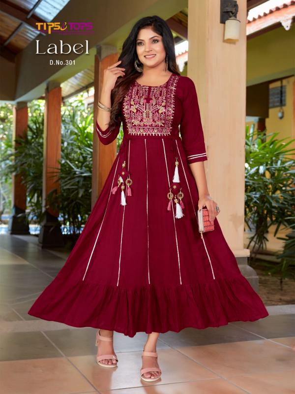 Tips Tops Label Vol 3 Slub Rayon Designer anarkali Style Kurti Collection